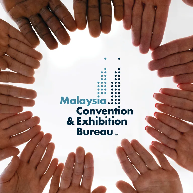 MyCEB imagery direction placing the logo inside a photograph of open hands forming a circle