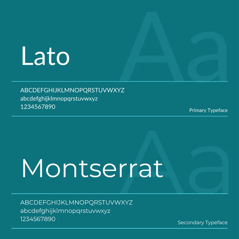 Sutra Medi-Environ typography page pairing Lato as primary typeface with Montserrat as secondary