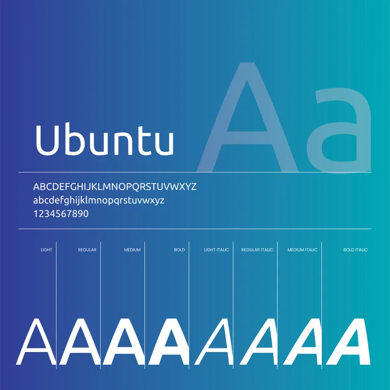 Typography page from the WI Edu brand guidelines showing the Ubuntu typeface and its weights