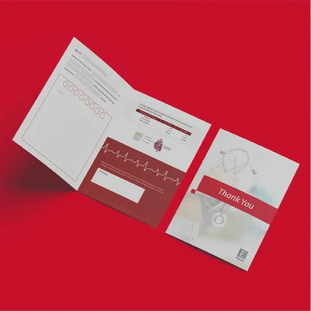 Edwards Lifesciences brochure suite showing consistent visual language across formats