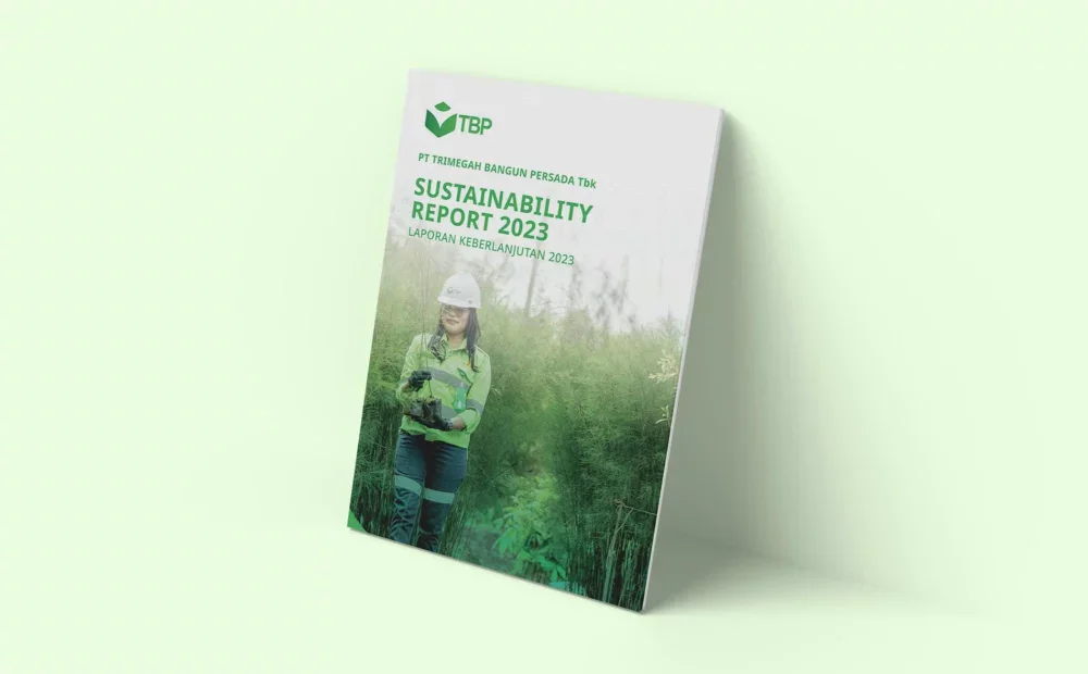 TBP sustainability report section divider with operational imagery
